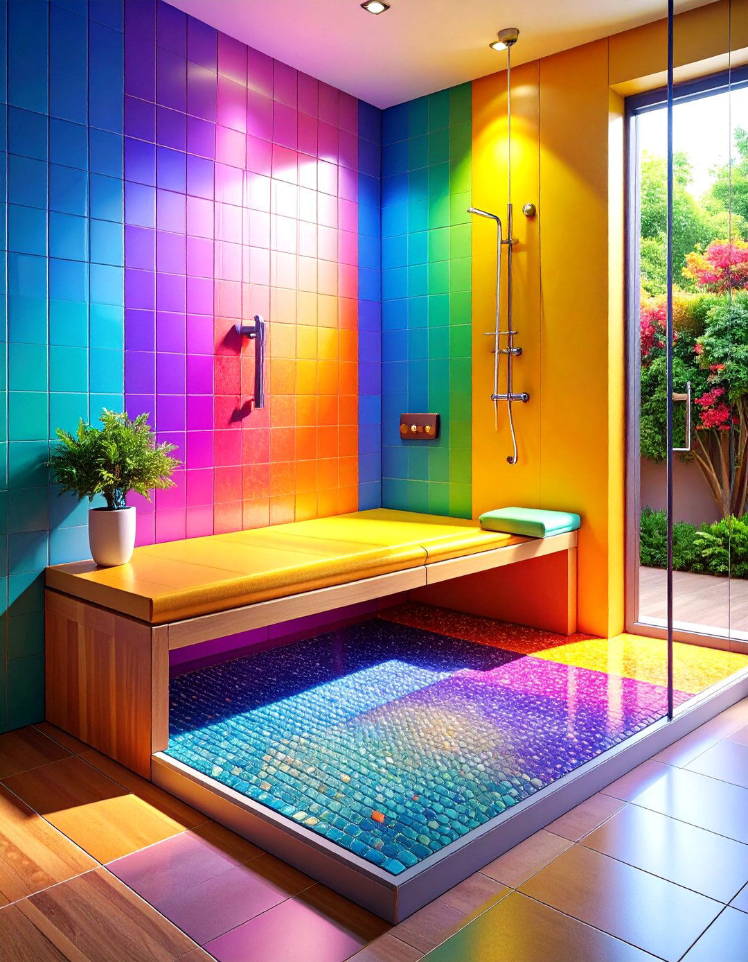 Space Saving Corner Bench - 20 Shower Bench Ideas
