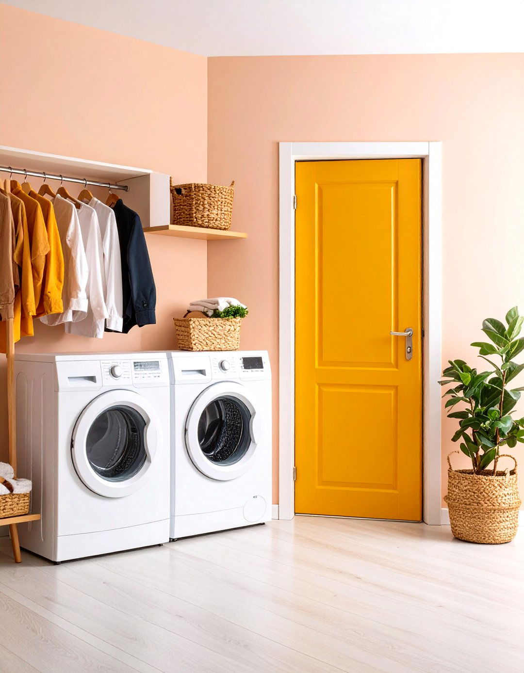 Space Saving Pocket Laundry Room Door with Soft Close Mechanism - 20 Laundry Room Door Ideas