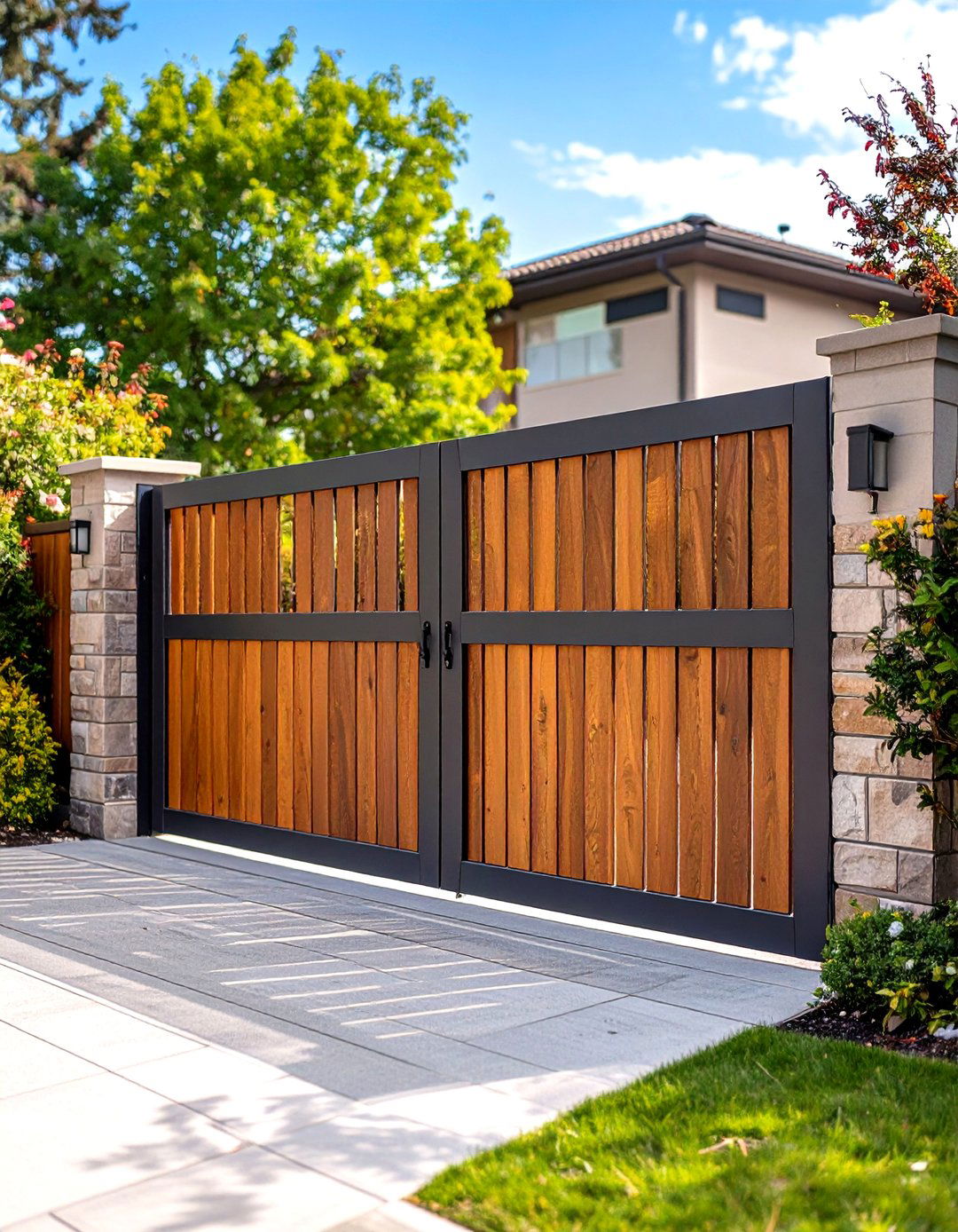 Space Saving Sliding Driveway Gate - 20 Driveway Gate Ideas