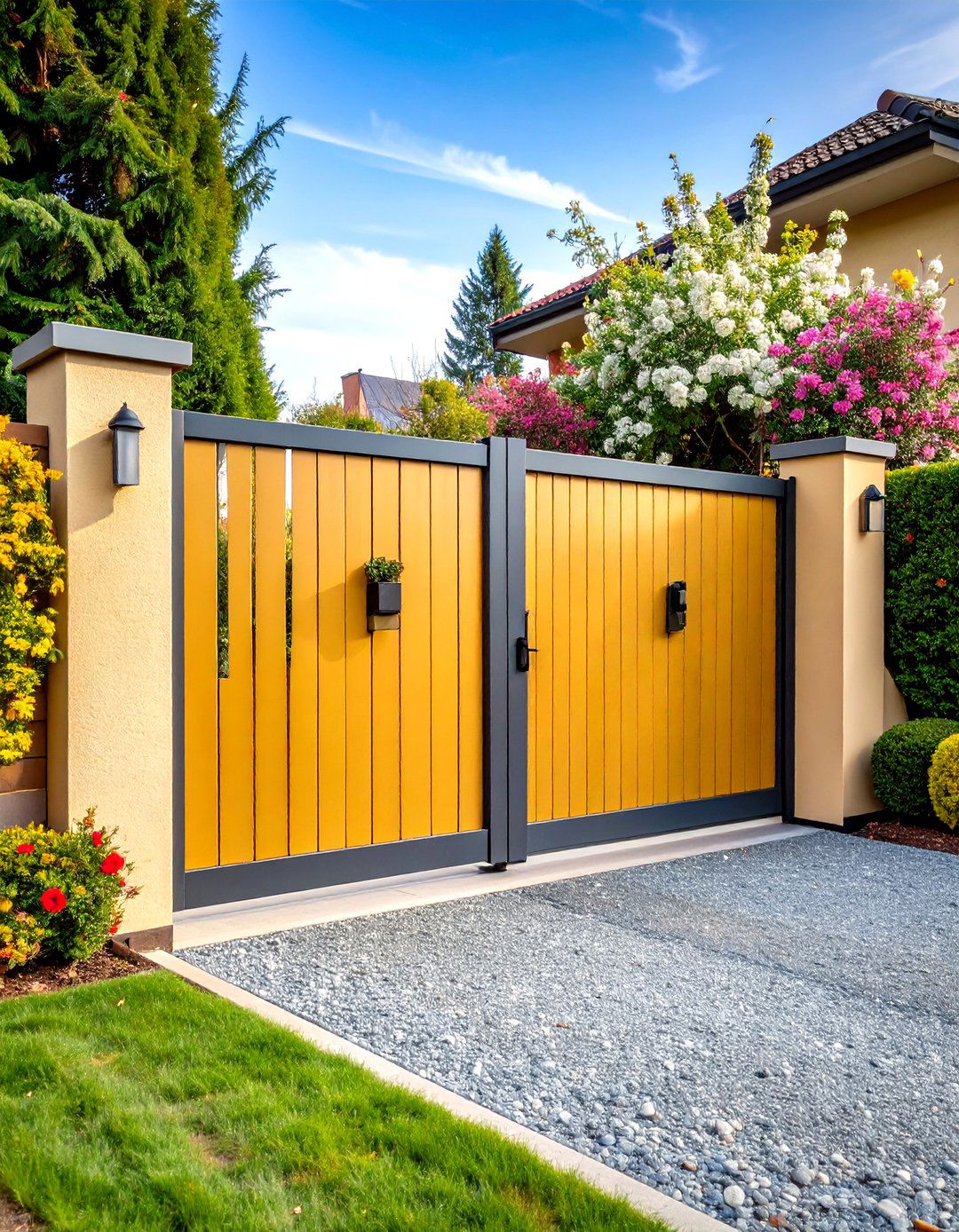 Space Saving Sliding Front Gate - 20 Front Gate Ideas
