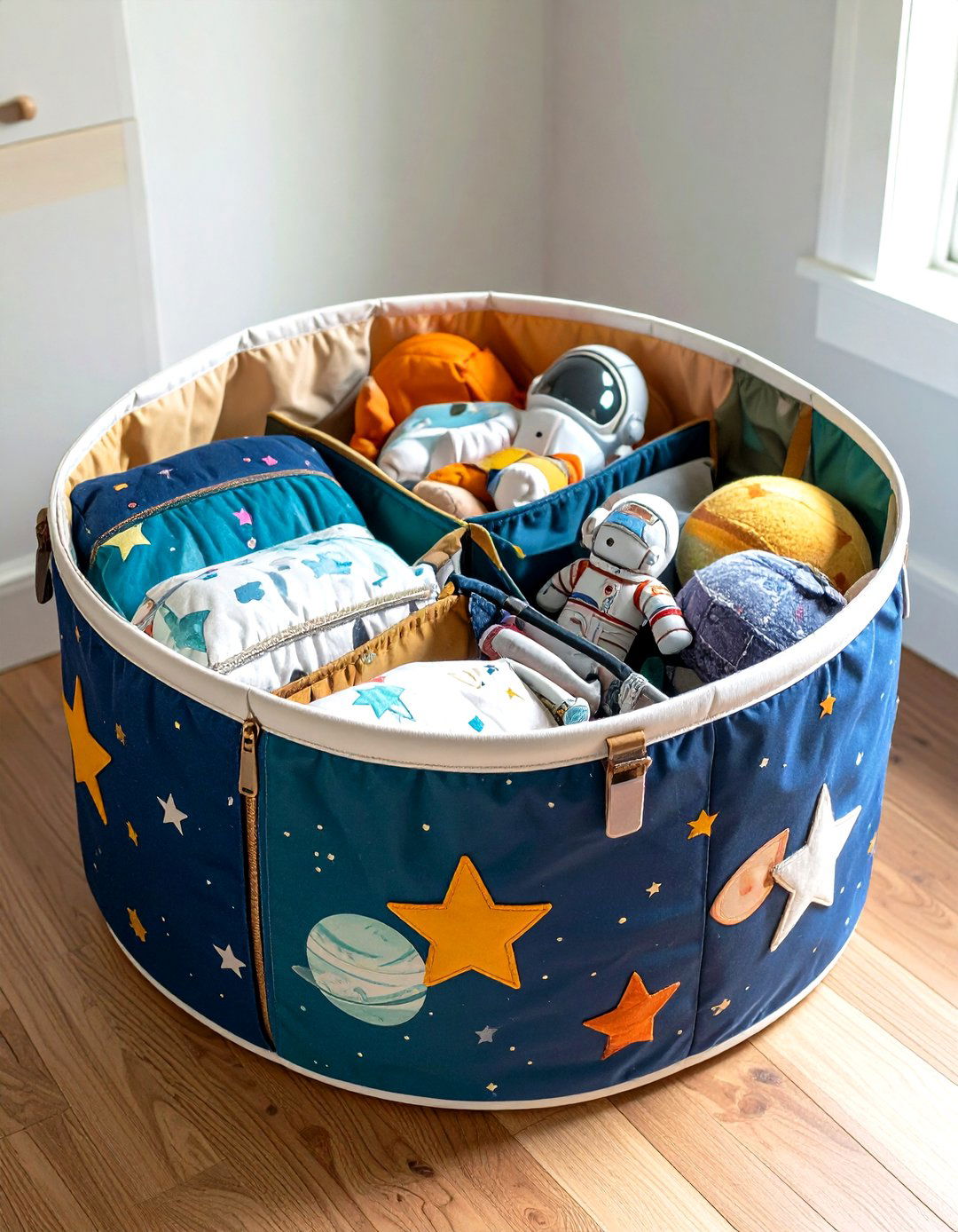 Space Themed Storage Bins - 20 Space-themed Nursery Ideas