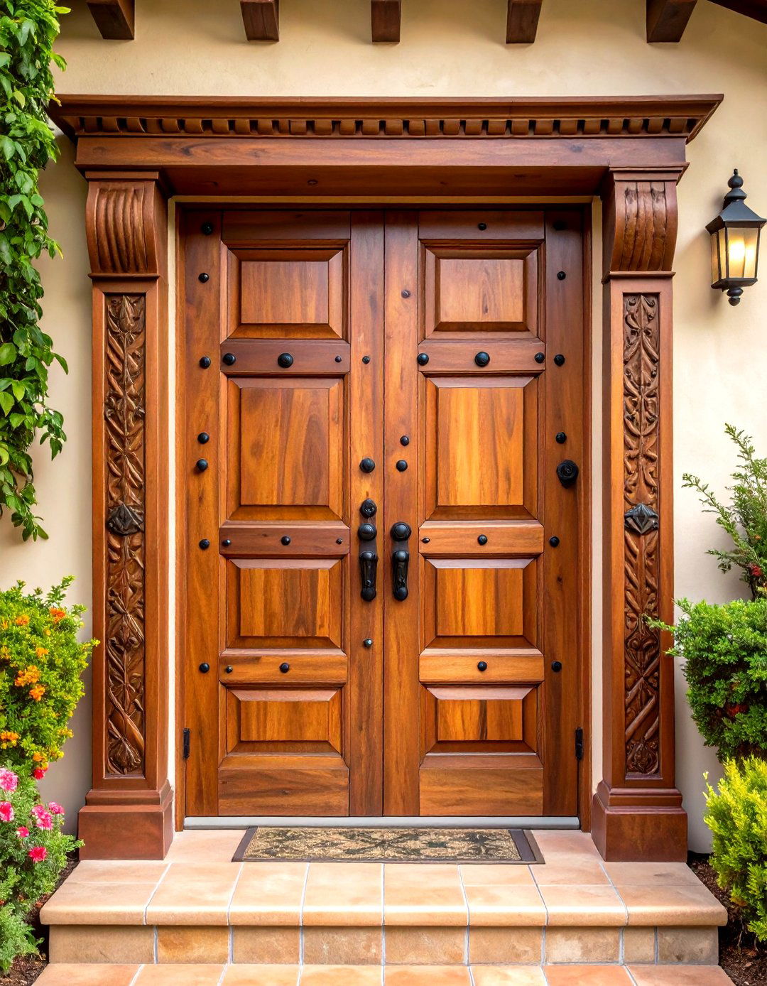 Spanish Bungalow Exterior Carved Wooden Front Door - 20 spanish bungalow exterior ideas