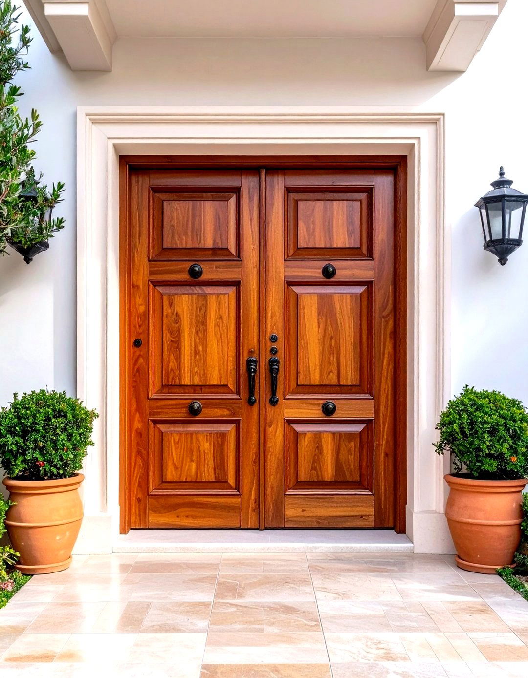 Spanish Colonial Mediterranean Front Door with Carved Details - 20 Mediterranean Front Door Ideas