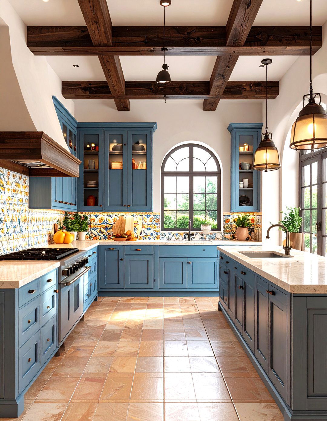Spanish Colonial Mediterranean Kitchen with Arched Details - 20 Mediterranean Kitchen Ideas