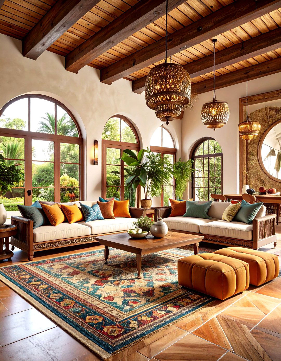 Spanish Colonial Mediterranean Living Room with Rich Dark Woods - 20 Mediterranean Living Room Ideas