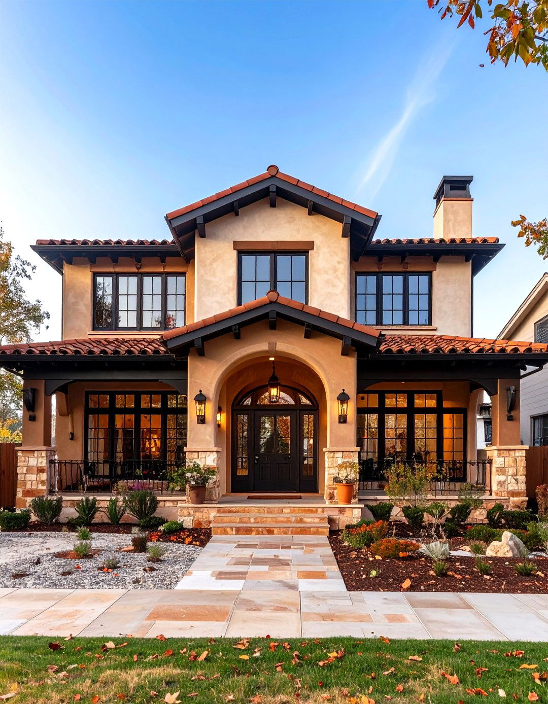 Spanish Colonial Revival House with Black Iron Windows - 20 Houses With Black Windows