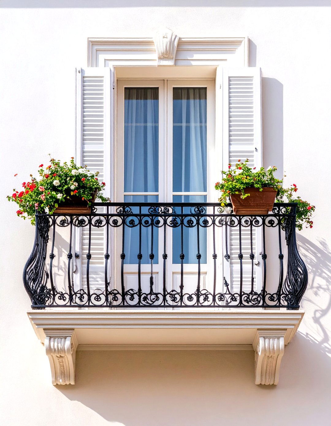Spanish Colonial Revival Wrought Iron Balcony