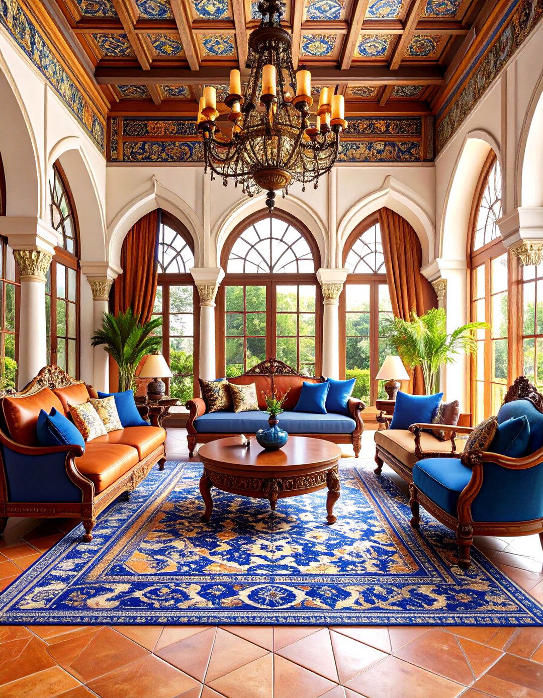 Spanish Colonial Royal Living Room with Terracotta Warmth - 20 Royal Living Room Design Ideas