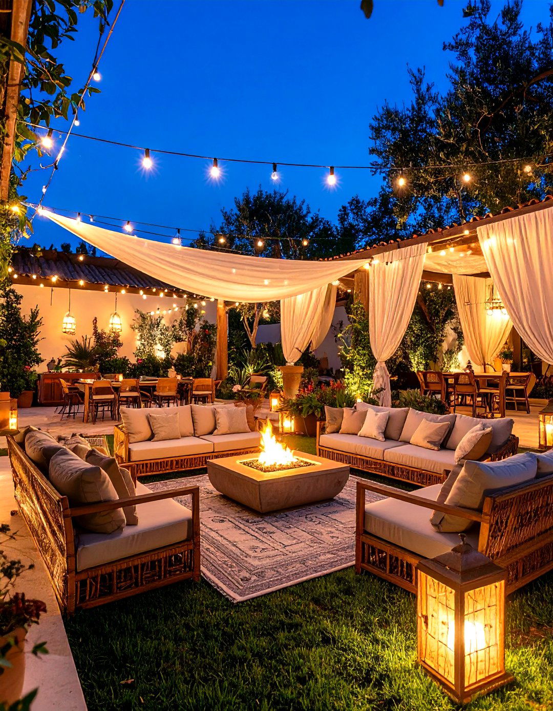 Spanish Courtyard with Evening Entertainment Focus - 20 Spanish Courtyard Ideas
