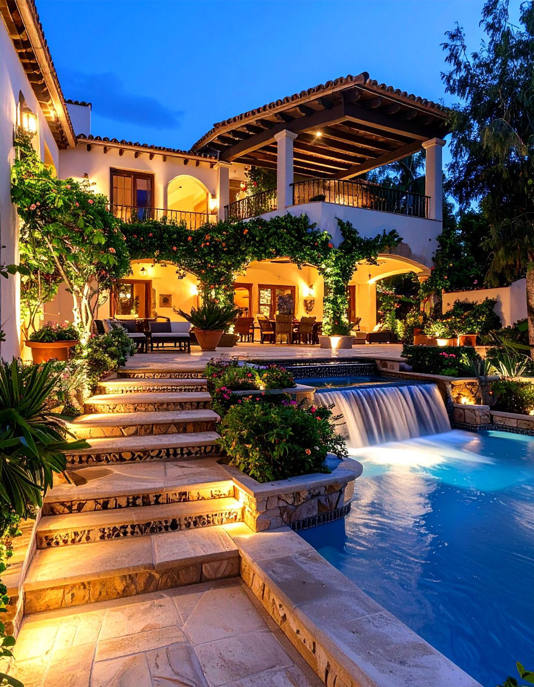 Spanish Courtyard with Multi Level Terrace Design - 20 Spanish Courtyard Ideas