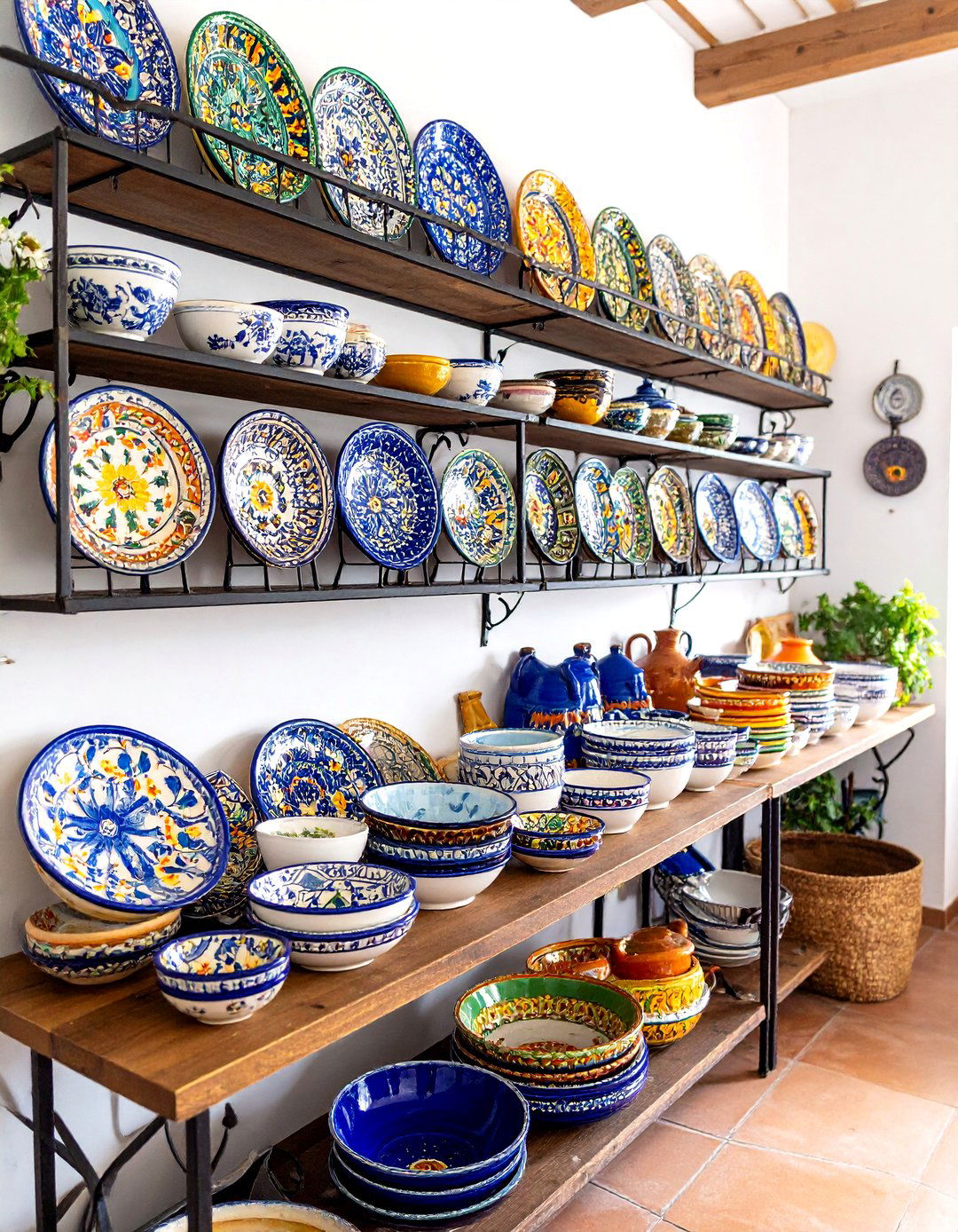 Spanish Interior Design Colorful Talavera Pottery Displays - 20 spanish interior design ideas