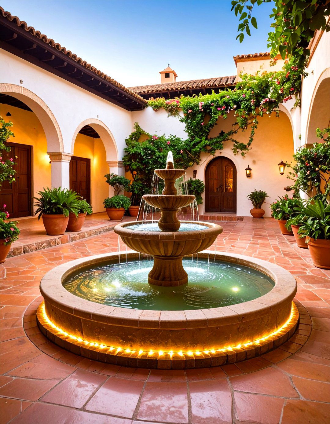 Spanish Interior Design Hacienda Style Central Fountain - 20 spanish interior design ideas