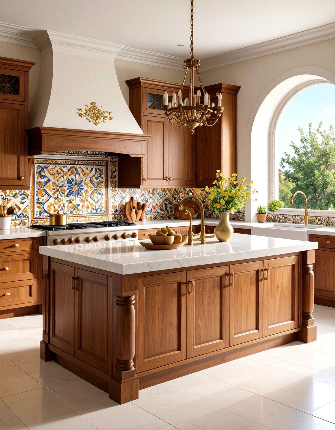 Spanish Revival Kitchen with Hand Painted Ceramic Details - 20 Spanish Style Kitchen Ideas
