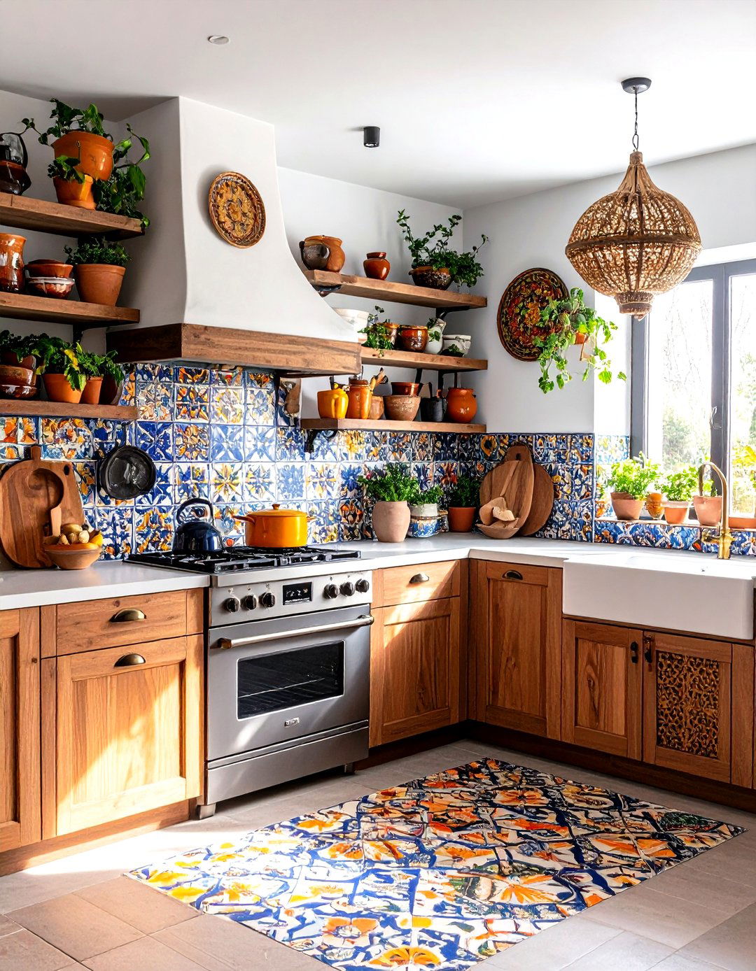 Spanish Style Kitchen with Bold Color and Pattern Mixing - 20 Spanish Style Kitchen Ideas