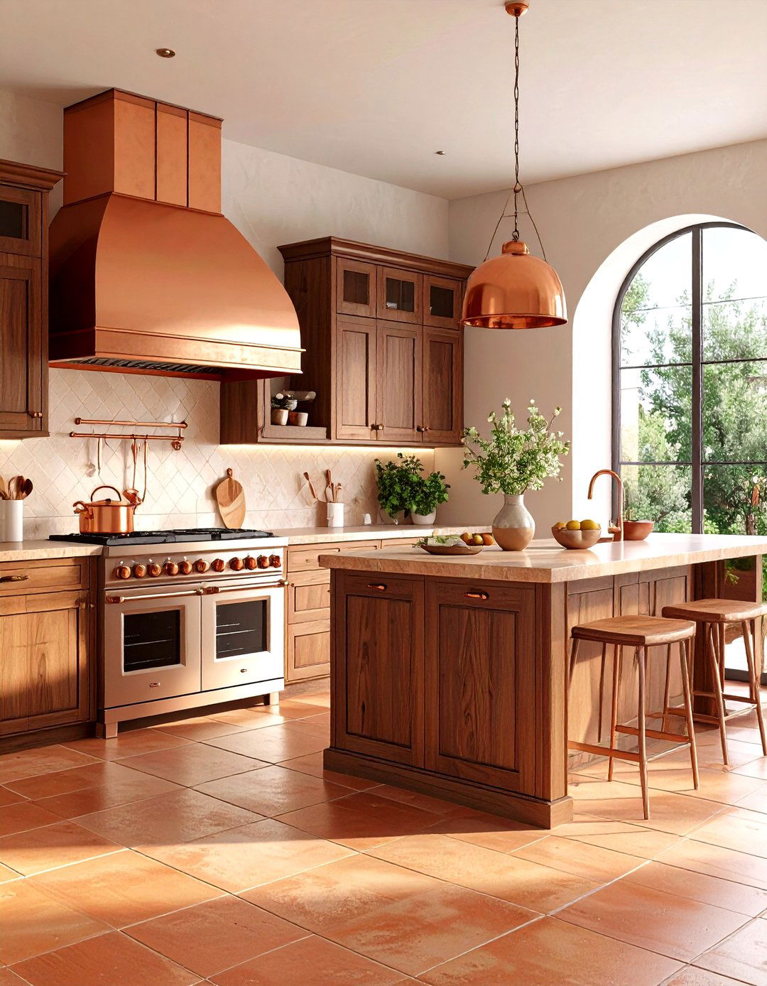 Spanish Style Kitchen with Terracotta and Copper Accents - 20 Spanish Style Kitchen Ideas