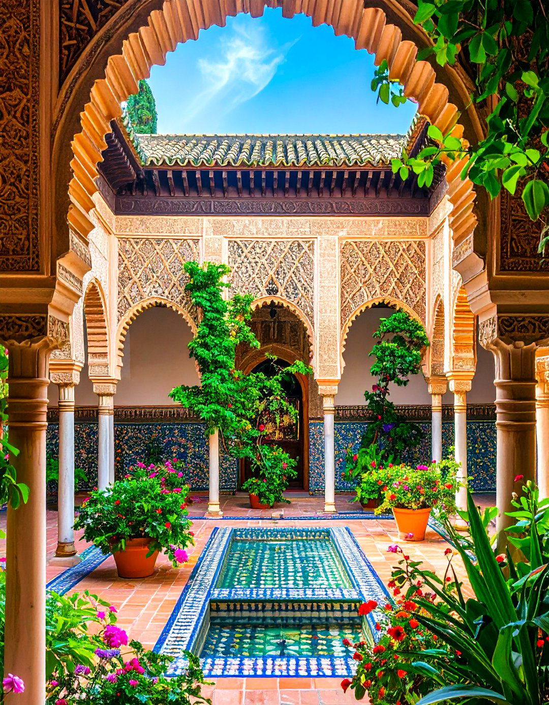 Spanish Style Patio Framed by Classic Moorish Archways - 20 spanish style patio ideas