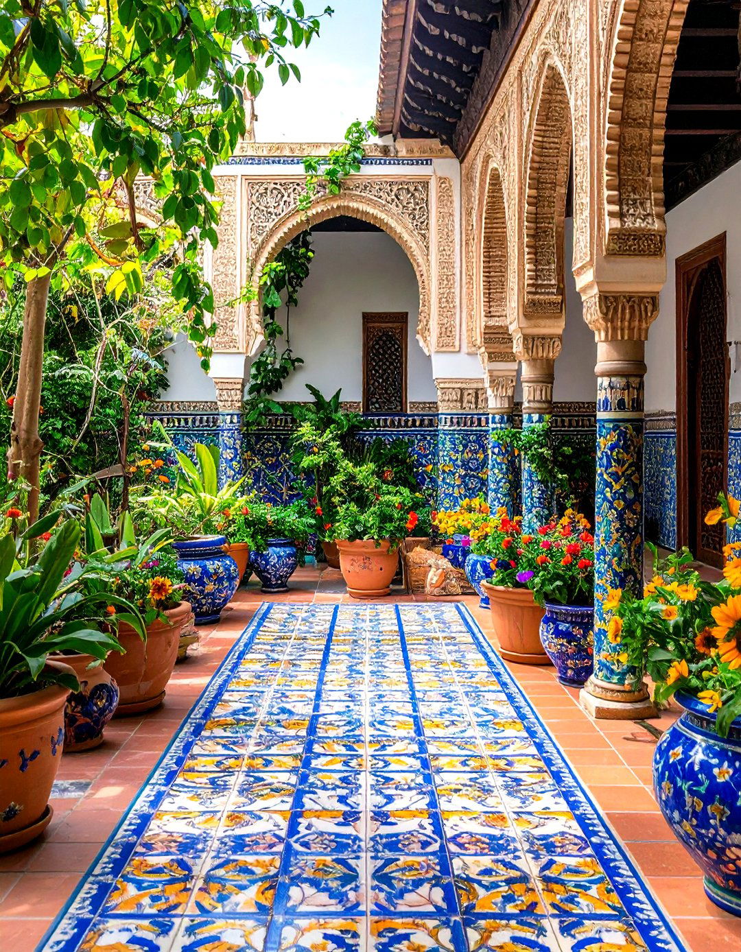 Spanish Style Patio Highlighting Colorful Talavera Tile Insets - 20 spanish style patio ideas
