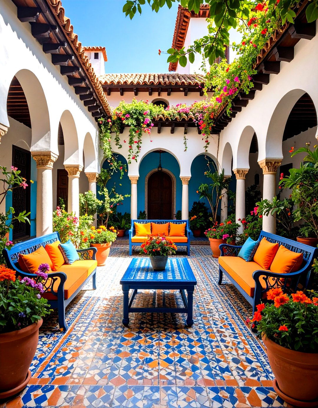 Spanish Style Patio Incorporating Built In Stucco Bancos - 20 spanish style patio ideas