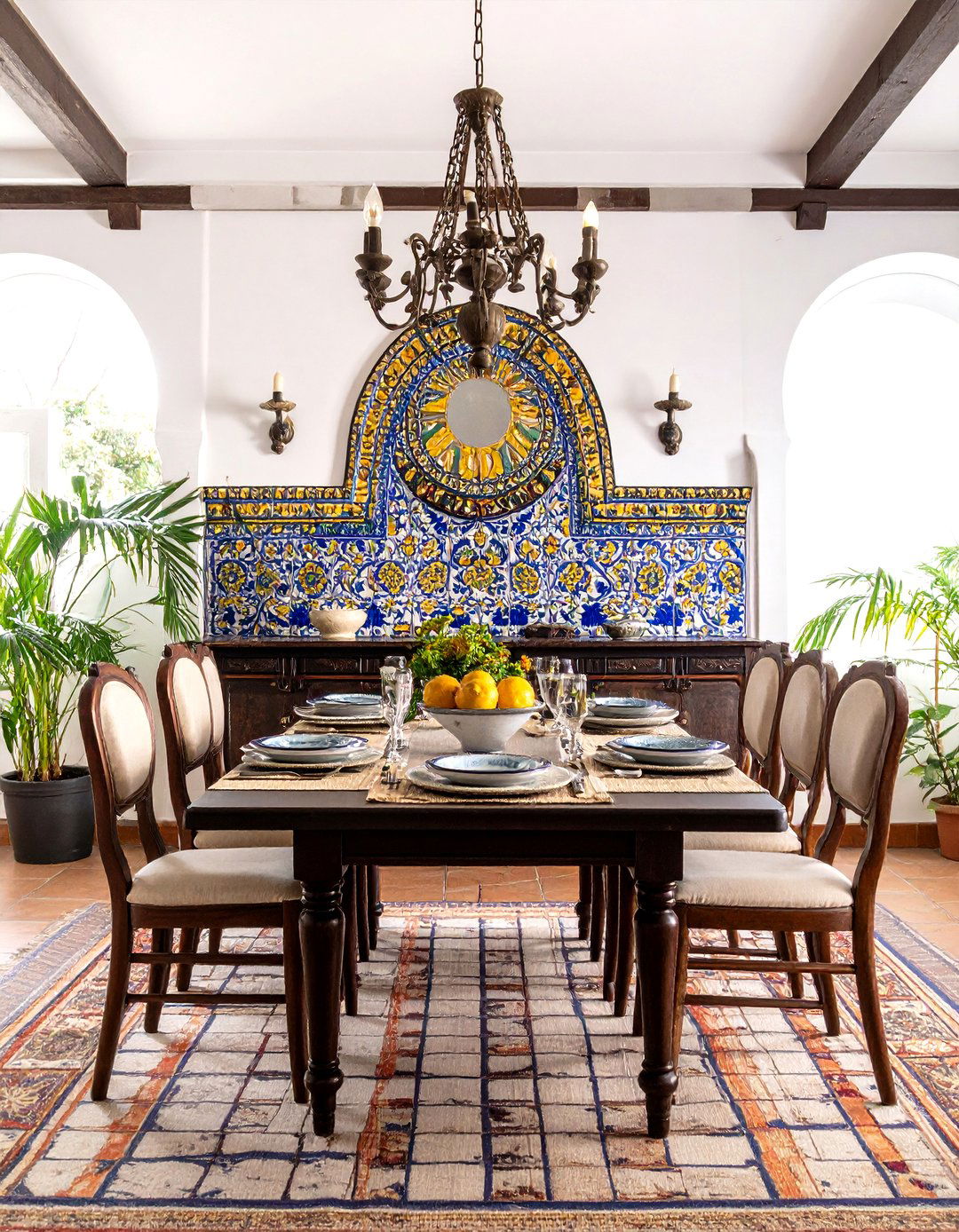 Spanish Talavera Tile Accent Wall Dining Room - 20 spanish style dining room ideas