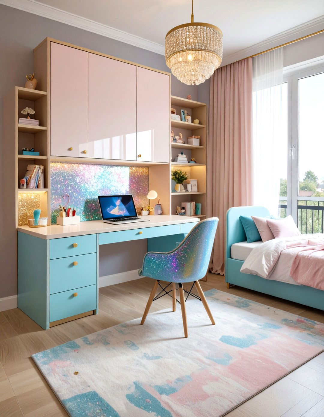 Sparkly Desk and Chair - 20 Unicorn Bedroom Ideas
