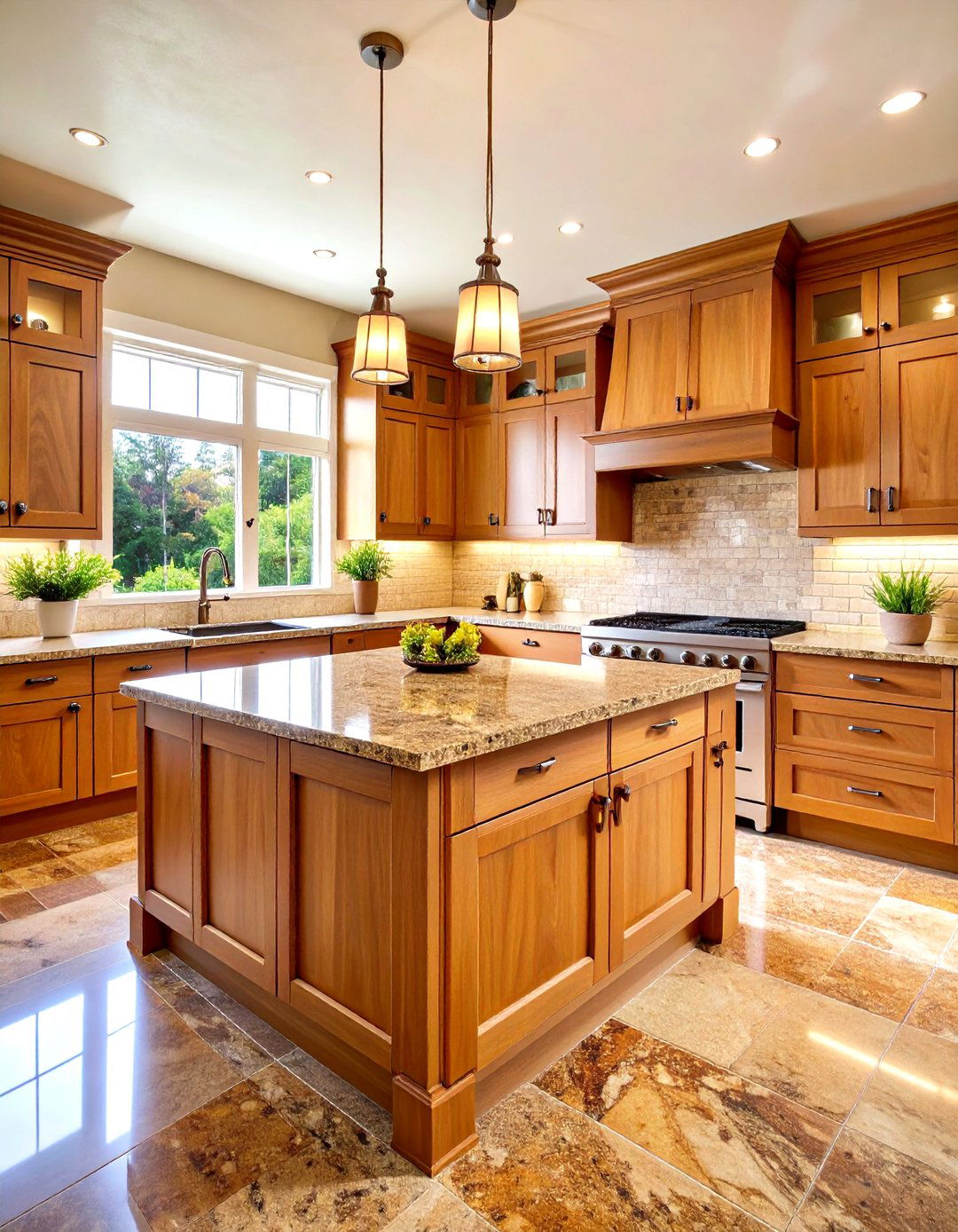 Speckled Brown Granite Countertops Balancing Oak Cabinets - 20 what color countertops go with oak cabinets