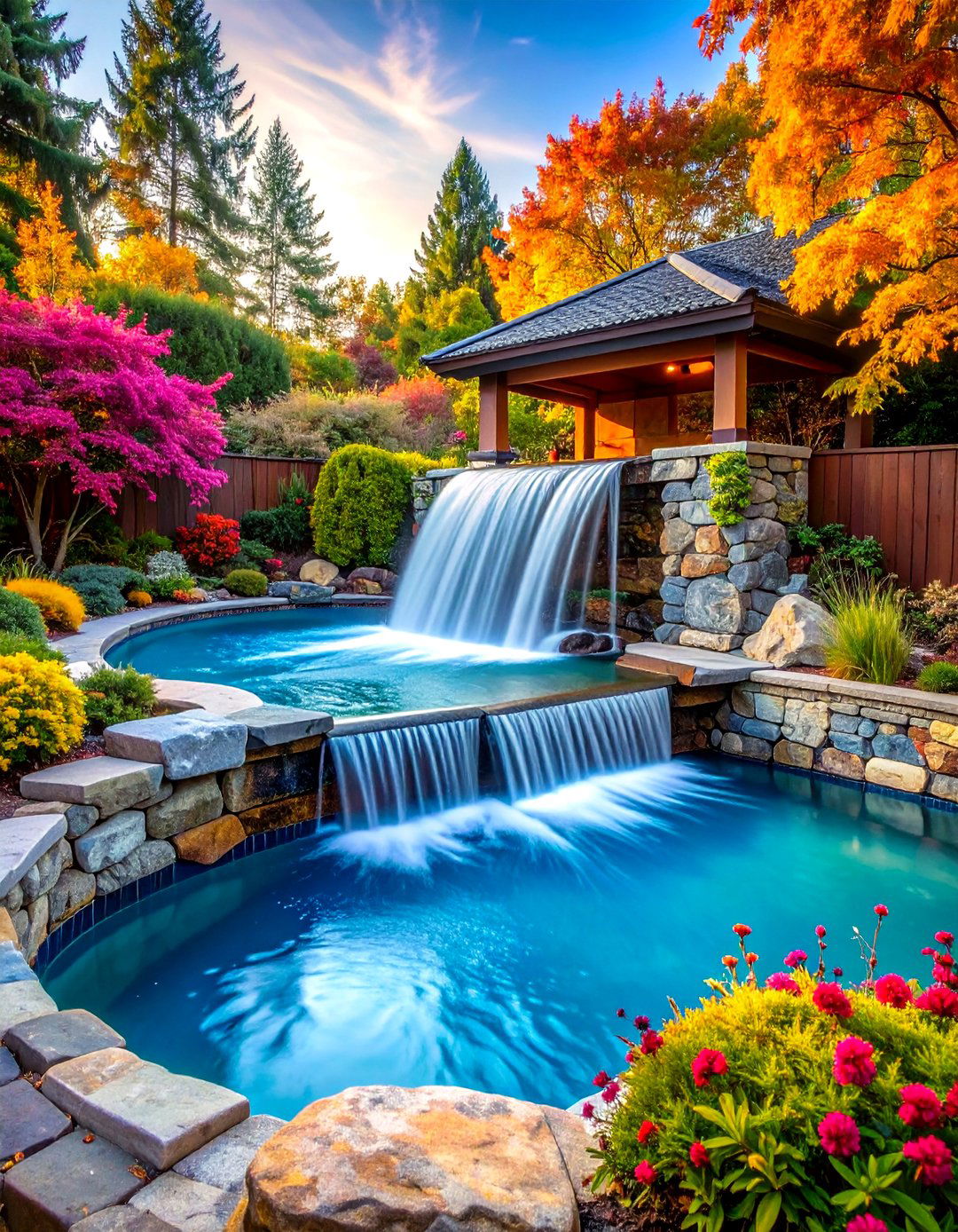 Spillover Spa Waterfalls - 20 Small Pool Waterfall Ideas