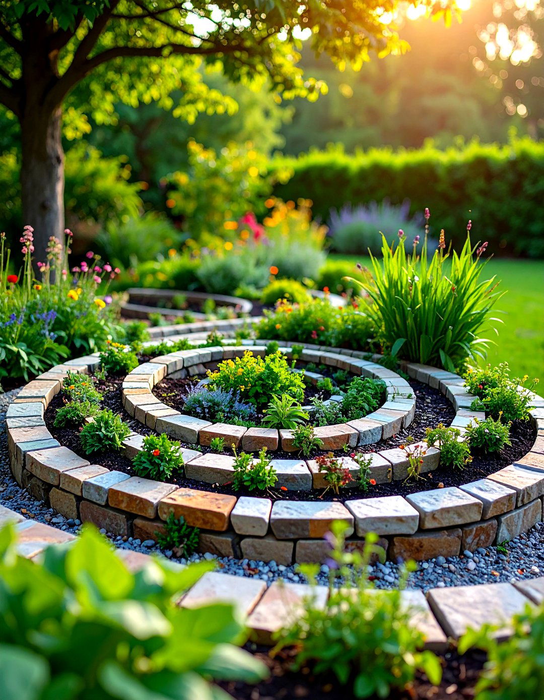 Spiral Raised Garden Bed with Herb Garden Focus - 20 Raised Garden Bed Ideas
