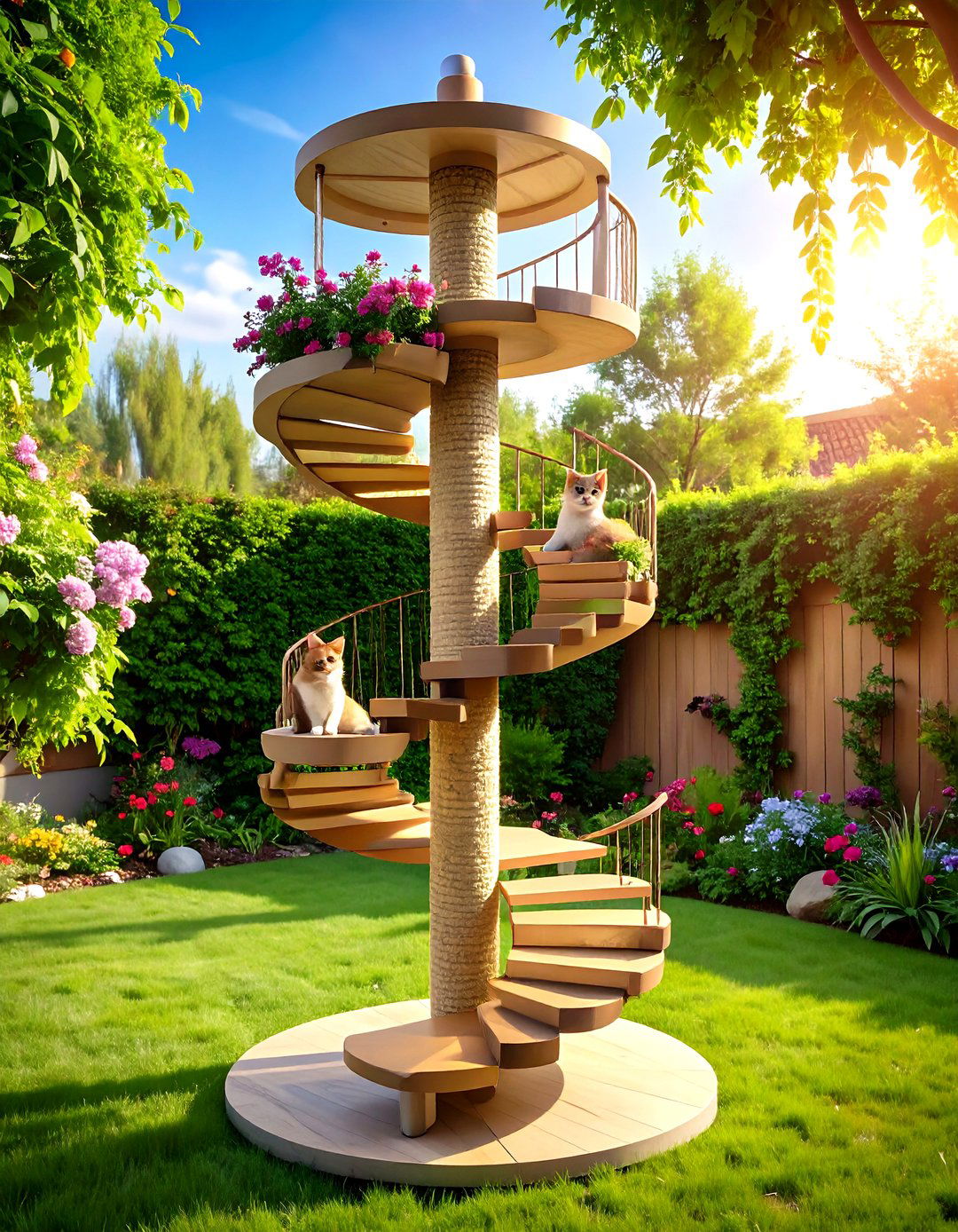 Spiral Staircase Outdoor Cat Tree Tower - 20 Outdoor Cat Tree Ideas