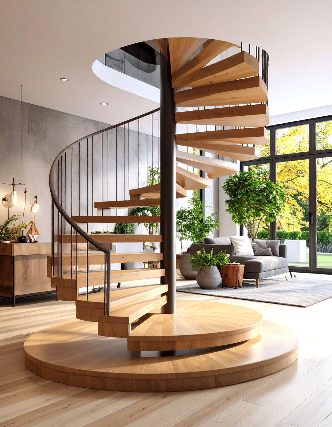 Spiral White Oak Staircase for Compact Spaces - 20 White Oak Staircase Ideas