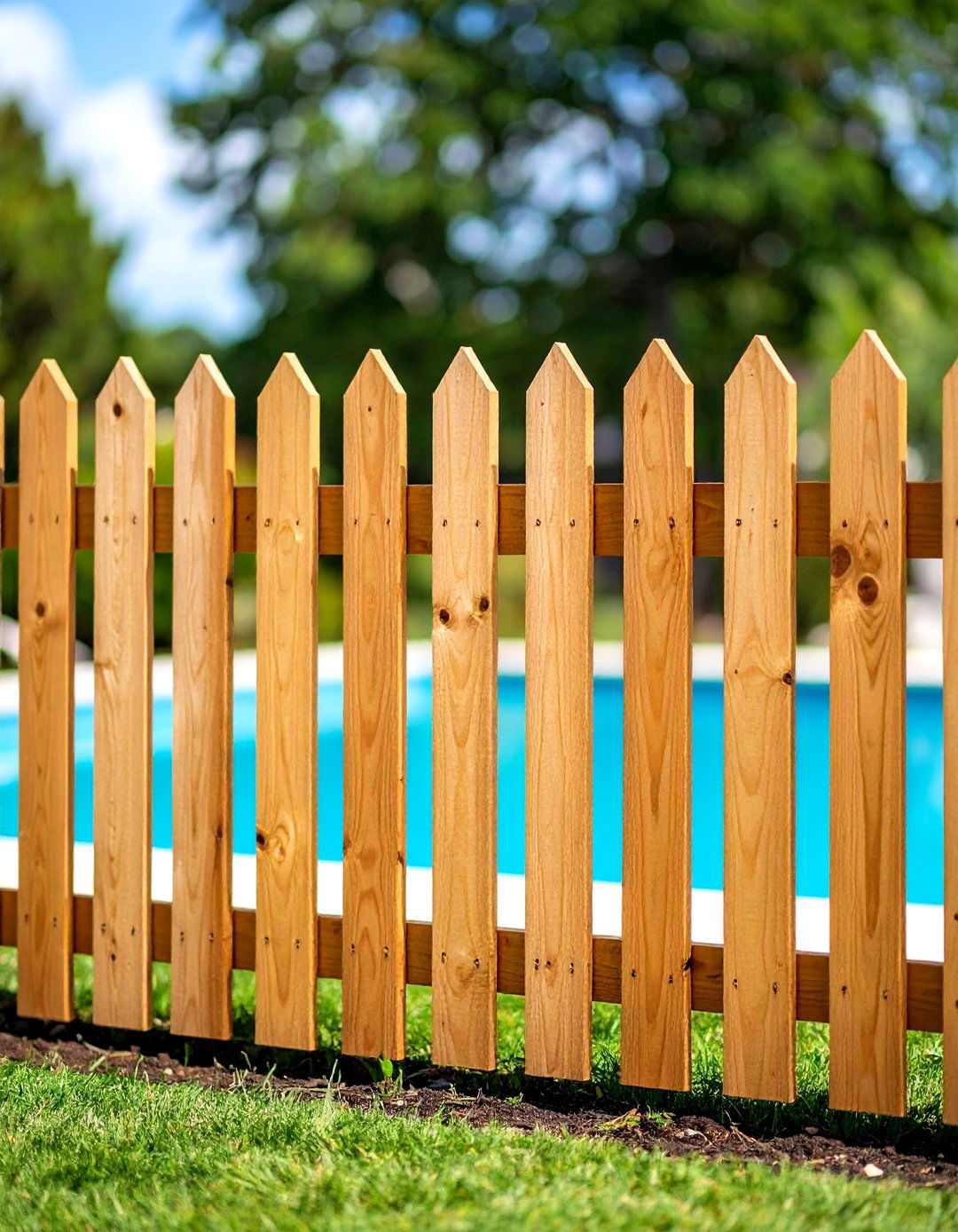 Spliced Wooden Picket Fence Accents - 20 Pool Fence Ideas