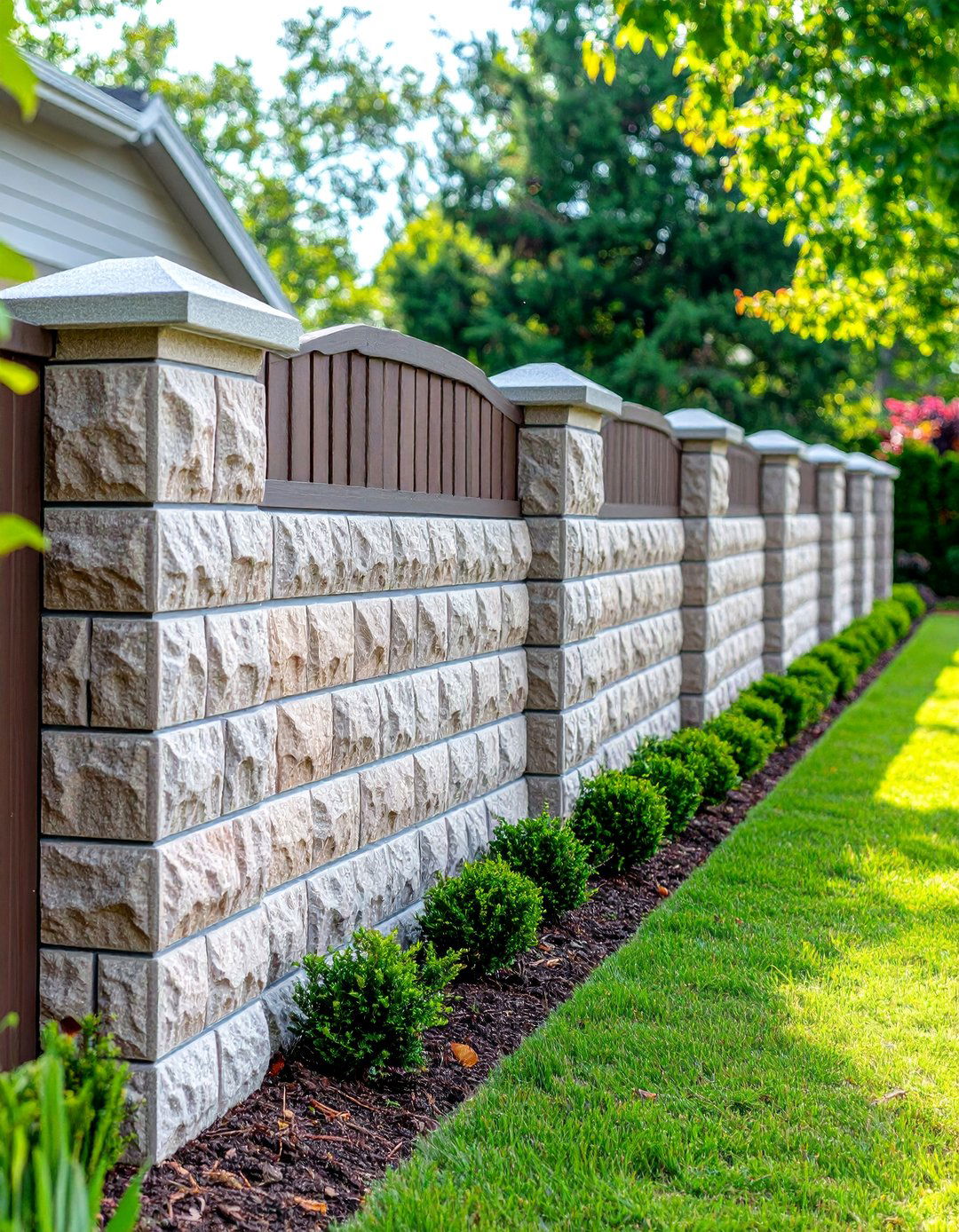 Split Face Textured Cinder Block Fence - 20 Cinder Block Fence Ideas
