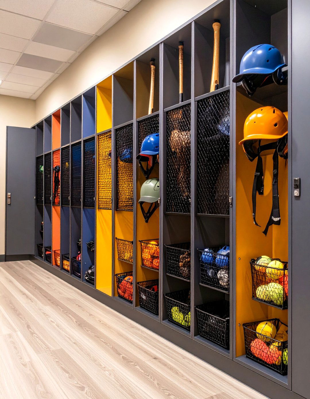 Sports Gear Locker Wall - 20 Garage Wall Ideas
