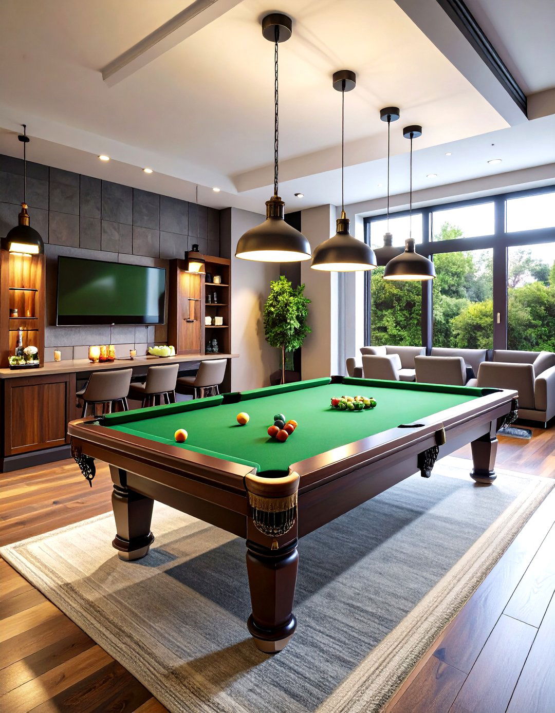 Sports Themed Man Cave Pool Table Room - 20 Pool Table Room Ideas
