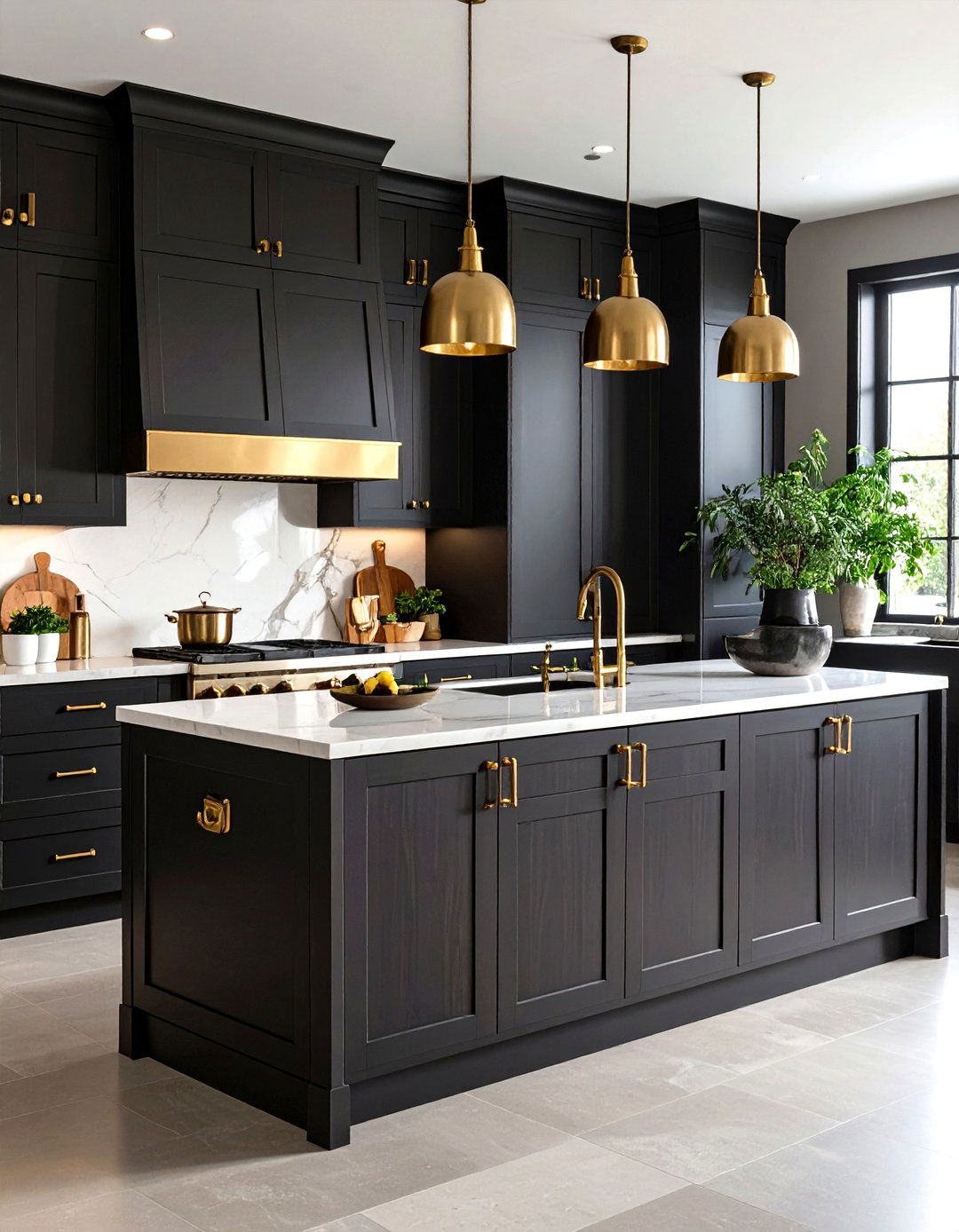 Spotlight Warm Brass Accents Against Deep Grains - 20 Dark Wood Kitchen Cabinets