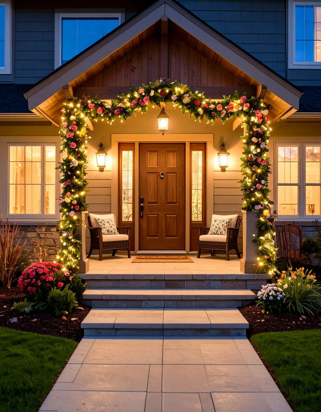 Spring Garland on Door Frame - 20 Spring Front Door Decor Ideas