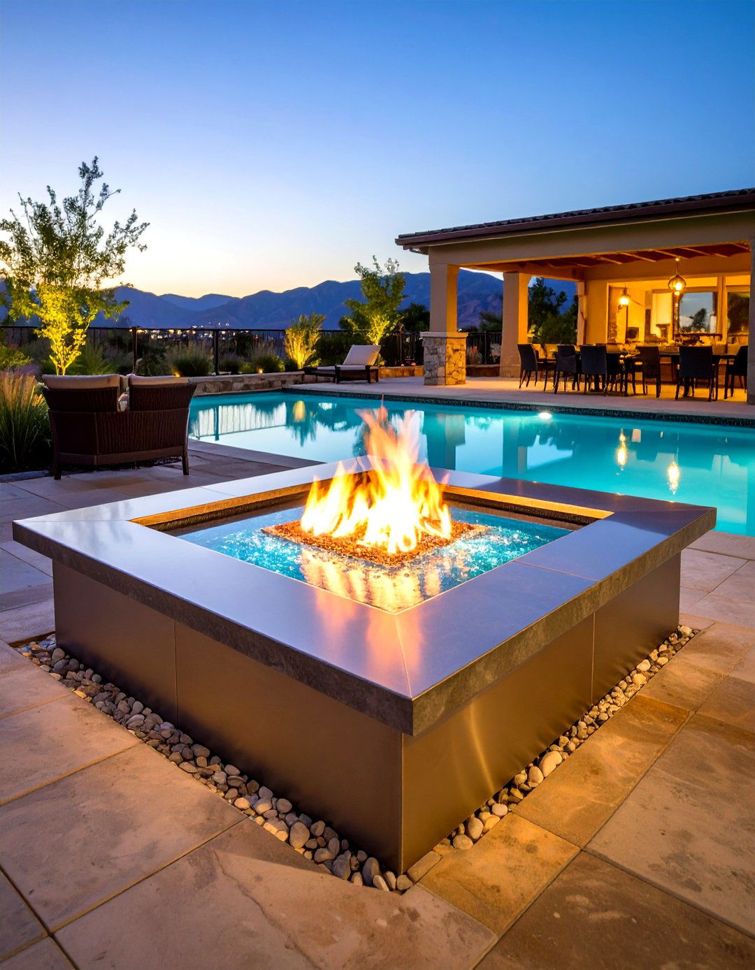 Square Fire Pit with Water Feature - 20 Square Fire Pit Ideas
