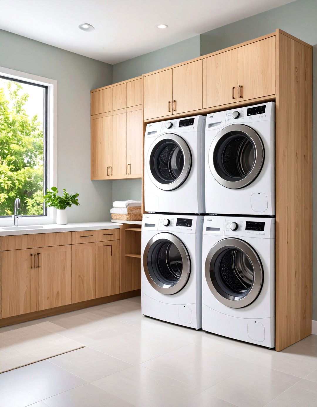 Stackable Appliance Modern Laundry Room Configurations - 20 Modern Laundry Room Ideas