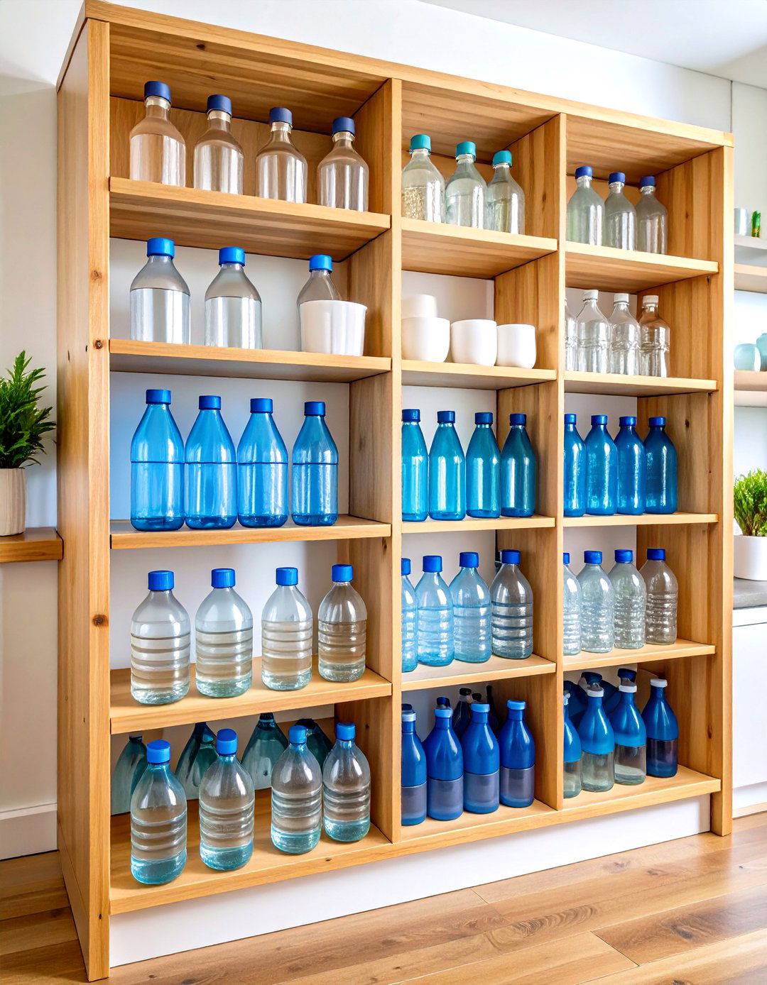 Stackable Bamboo Water Bottle Storage Rack Collection - 20 Water Bottle Storage Ideas