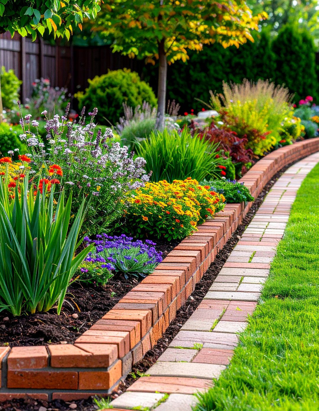Stacked Bond Brick Edging - 20 Brick Edging Ideas
