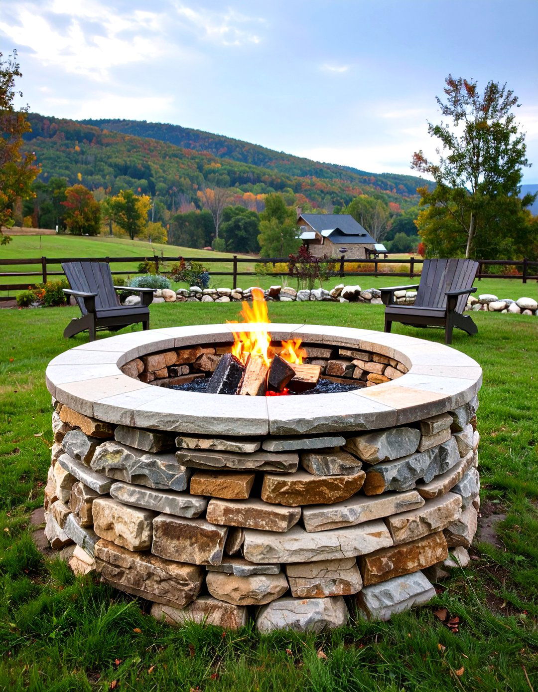 Stacked Fieldstone Fire Pit - 20 Stone Fire Pit Ideas