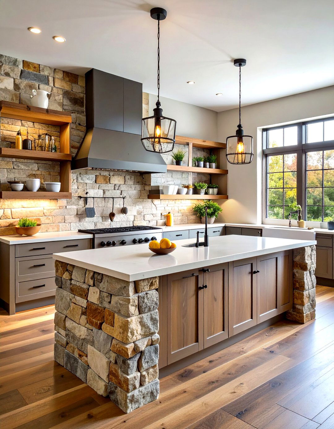 Stacked Natural Stone Rustic Backsplash - 20 Rustic Backsplash Ideas