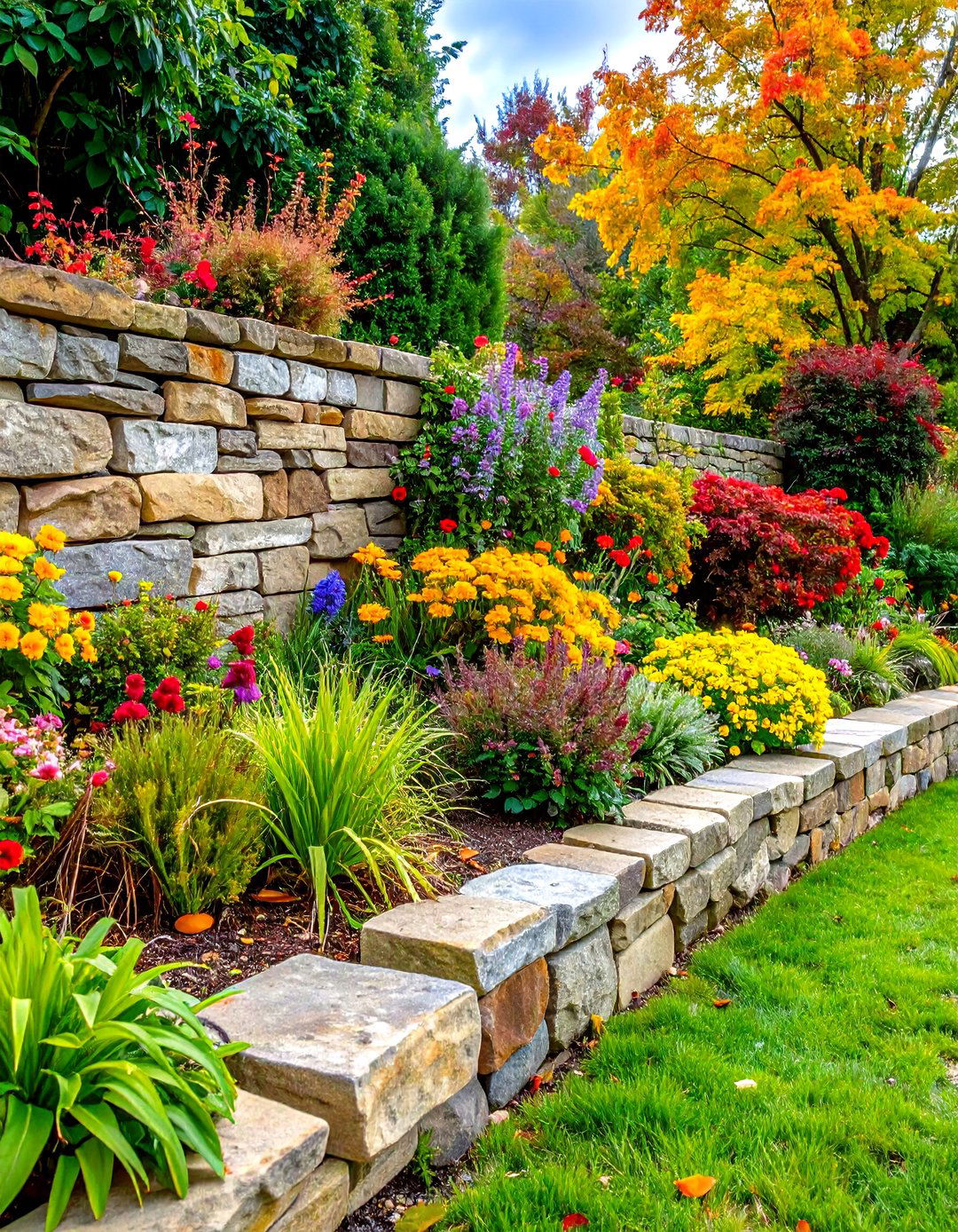 Stacked Stone Edging - 20 Stone Garden Edging Ideas