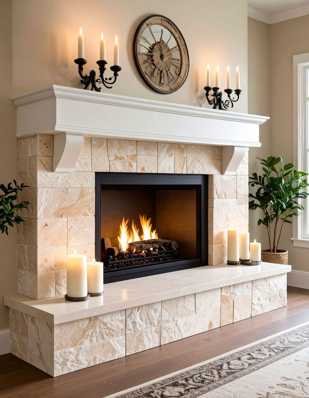Stacked Stone Fireplace Backsplash for Rustic Texture - 20 Fireplace Backsplash Ideas