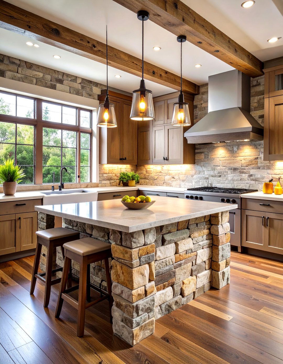 Stacked Stone Kitchen Island Back Panel - 20 Kitchen Island Back Panel Ideas