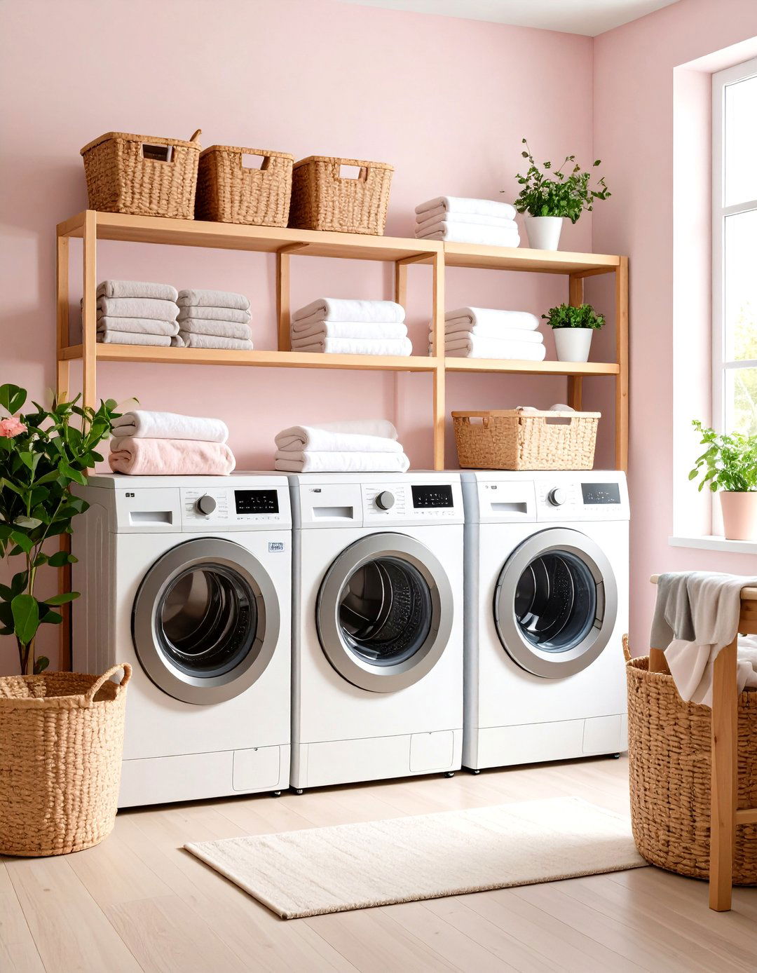 Stacked Washer Dryer Laundry Basket Storage Rack - 20 Laundry Basket Storage Ideas
