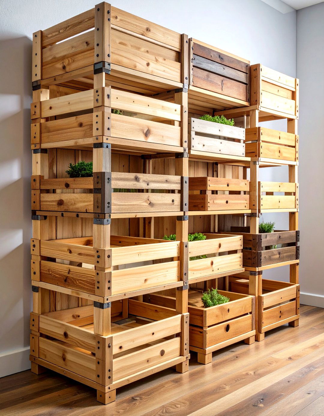 Stacked Wooden Crate Shelves Offer Rustic Flexibility - 20 Garage Shoe Storage Ideas