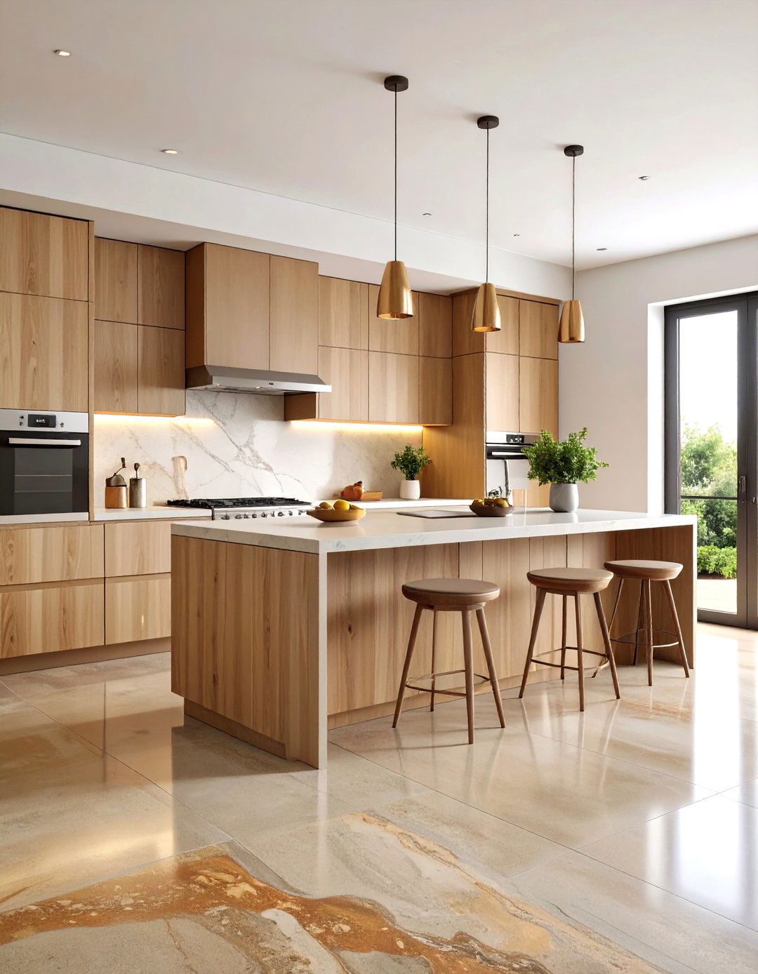 Stained Concrete Floor Kitchen in Warm Earth Tones - 20 Concrete Floor Kitchen Ideas