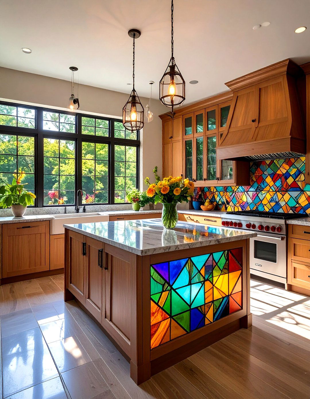 Stained Glass Backsplashes Cast Colorful Shadows - 20 Gothic Kitchen Ideas