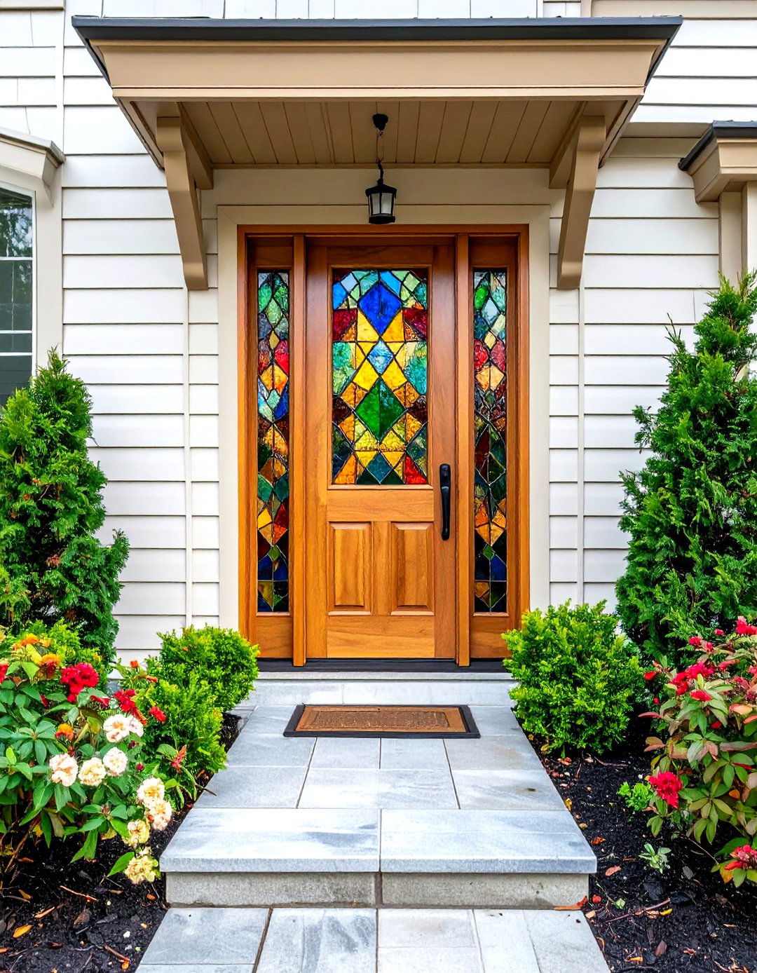 Stained Glass Front Doors Splash Entryways with Color - 20 Glass Front Doors Ideas