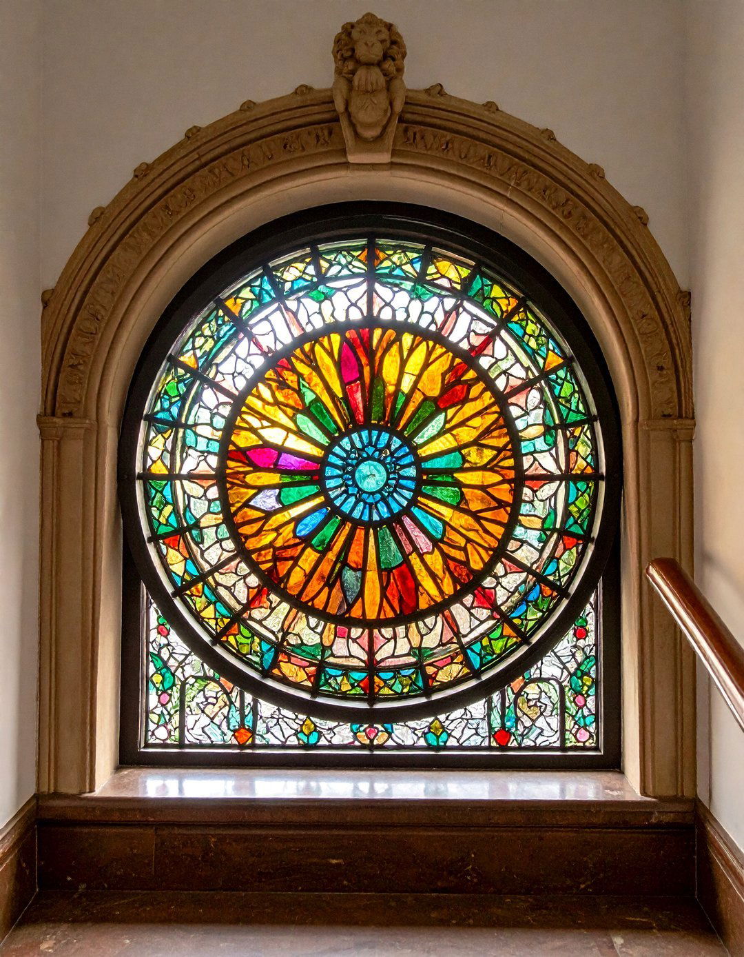 Stained Glass Rose Spanish Style Window - 20 spanish style windows